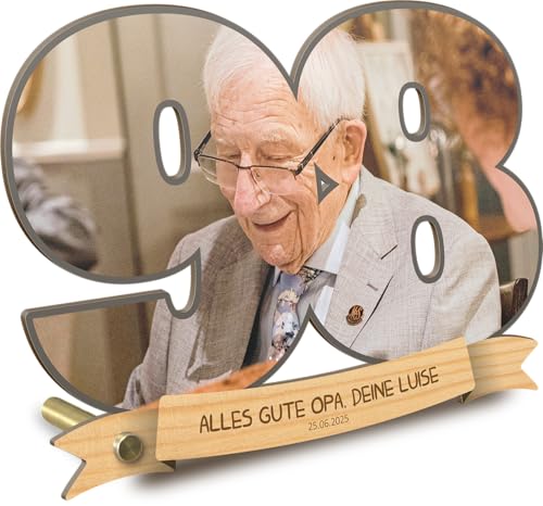 98 Geburtstag - 98 Geburstag Frauen personalisiert - Foto Motiv Holzbild opt. mit Sockel - 98 Geburtstag Männer, 98 Geburtstag Deko, 98. Geburtstag Frau, 98 Jahre Geburtstag, 98 Geburtstag Mann