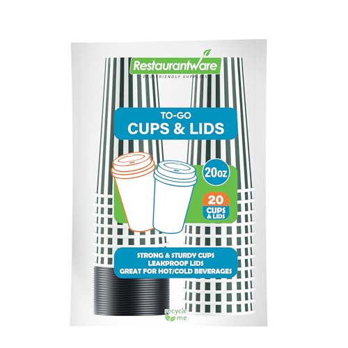 Restaurantware 20 oz Forest Green Single Wall Coffee Cup, Black Lid, 20 Ct