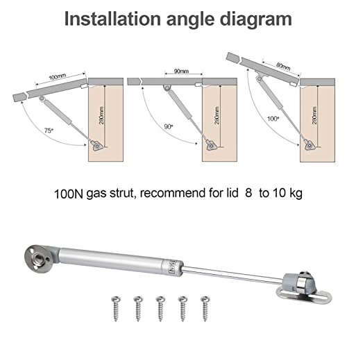 2 puntoni a gas 100N, cerniera a molla a gas con