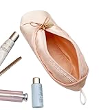 TCULIHWY Makeup Ballet Bag, Cute Cosmetic Bag Dance Recital Gifts for Girls, Ballet Shoe Pencil Case Small Cosmetic Bag Bow Mini Dance Bag for Girls Makeup Brush Holder Travel (Pink)