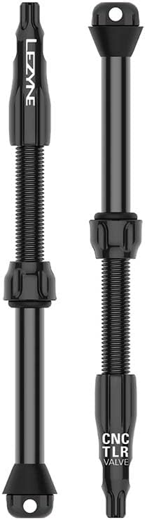 Lezyne CNC TLR Pro Tubeless Valve Pair - 80mm, Black, CNC Machined Aluminum, Leak-Free Presta Valves with Integrated Tool, Ideal for Road & Mountain Bikes