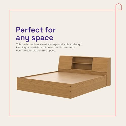 Image of Wakefit Bed | 1 Yr Warranty | King Size Bed, Comes with Storage Box, Noise Free, Density: 680-750 kg /m, Termite & Borer Resistant, Fits Mattresses Up to 8 Inches (Orion 78 x 72 - Urban Teak)