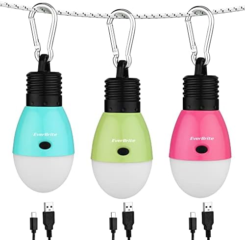 Rechargeable Camping Lights 3 Pack, 3 Light Modes with Clip Hook