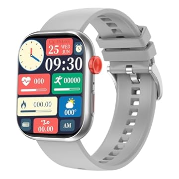 Relógio Inteligente Smartwatch FB047 com 1.83" Tela, Bluetooth, 100 Modos Esporte, IP68, 5 Dias Bateria - 37g Leve para Homens e Mulheres Prata