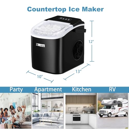Máquina portátil para hacer hielo 26 lbs/día con limpieza automática miniatura 3