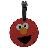 Sesame Street Elmo Face Round Leather Luggage Card Suitcase Carry-On ID Tag