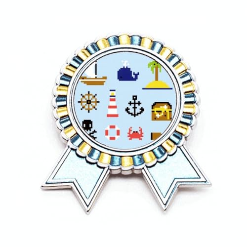 Broche pixel chasse au trésor métal motif voile d'été taille M pour veste