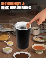 Kaffeemühle, 80g Elektrische Kaffemühle, 350W Motor für Bohnen und Gewürze, Grob und Feinmühle, One-Touch-Sicherheitsdesign, Tragbare Elektrischer Grinder mit Reinigungsbürste, Edelstahl – Ansicht 5