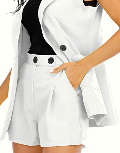 Dymade Women's Blazer Sleeveless Open Front Vest And Shorts Outfit Suit Set #TOP3