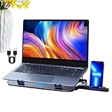 Optimized Airflow Design: Designed with double fans and aerodynamic ventilation holes, this laptop cooling pad efficiently reduces the device's temperature, safeguarding against overheating-related slowdowns or hardware harm while enhancing user comfort during prolonged use such as studying or browsing