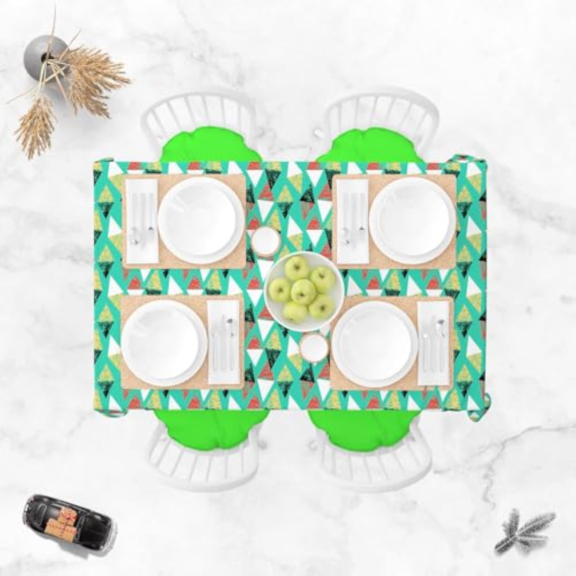 Grunged Triangles Table Cloth Cover for Dining & Center Table