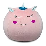 Unicorn Bean Bag Chair Cover for Kids (26 x 24 Inch) Ultra-Soft and Fluffy Fur-Like Cover for Kids...
