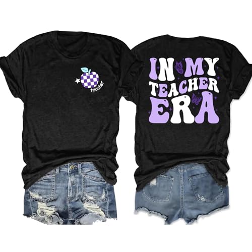 VVNTY Teacher Shirts Women: in My Teacher Era Shirt Preschool Teacher Life T Shirt Teachers Gift Tops