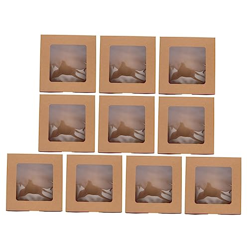 STOBAZA 10pcs Paper Cupcake Boxes Window Cake Container Tall Cupcake Packaging