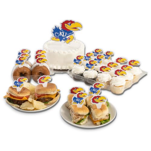 Desert Cactus University of Kansas KU Jayhawks Food Picks Cupcake and Cake Toppers Cake Pop Sticks - 25 Pcs Party Supplies and Decorations