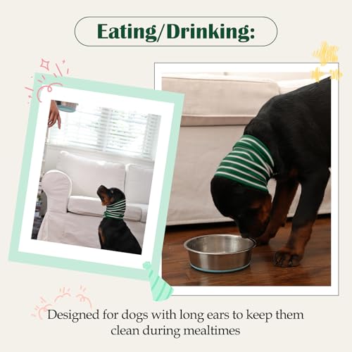Image of Nanaki Calming Hoodie Dog Grooming Ear Cover Anxiety Relief-No Shake Dog Ear Wrap Hematoma, Striped Head Wrap Snoods for Noise Protection, Bath, Fireworks, Thunderstorm, Blow Drying, Warm-Keeping