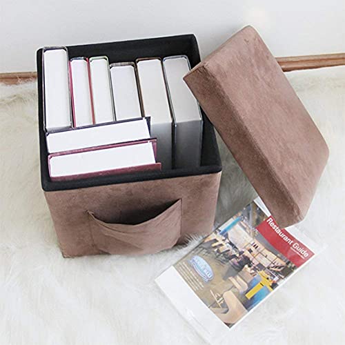Repose-pieds pliable marron pour salon avec coffre de rangement cube - 6