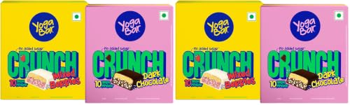 Image of Yogabar Crunch Bars Variety Pack | Dark Chocolate and Mixed Berry | 10g Protein Bars | No Added Sugar | Crunchy Whey Protein Bars for Gym, Workout & Healthy Snacking | Pack of 48 bars (12 x 2)