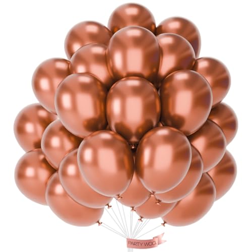 Image of PartyWoo Copper Chrome Balloons 50pcs Metallic Brown Bronze Color 12 Inch