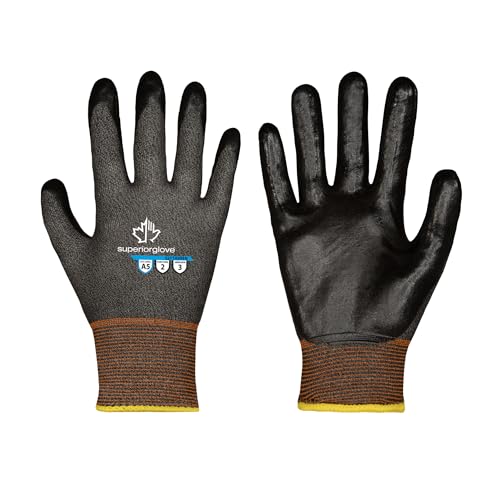 Superior Glove Cut Resistant Work Gloves for Men and Women with Ultra-Thin Touchscreen Friendly Palm Coating - S21TAXRFN (12 Pairs of Large Gloves)