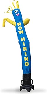 Now Hiring 8 Foot Tall Inflatable Tube Man Air Powered Waving Puppet, Air Blower Motor Included with 6 Foot Dancer by Feather Flag Nation