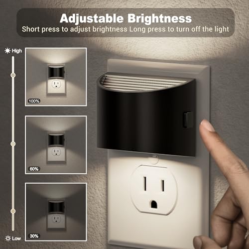 Image of JandCase Night Light, Automatic Night Lights Plug into Wall,2 Pack Dusk to Dawn Sensor Nightlight, 5000K Brightness Adjustable Nightlight for Kids Bedroom Hallway Kitchen Decor