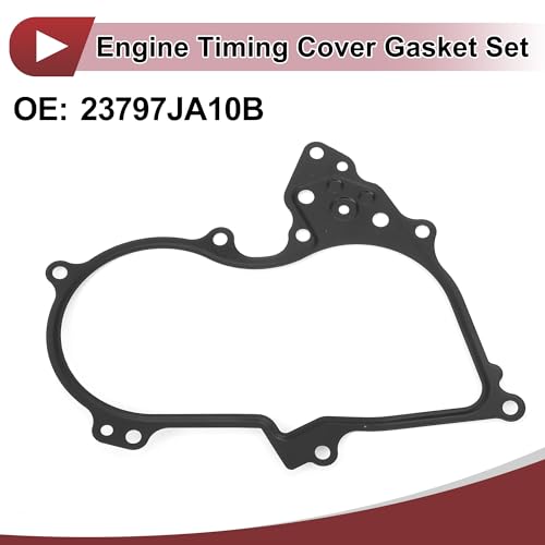 Image of 1 Pcs Car Engine Timing Cover Gasket Set for Nissan Altima 3.5L V6 - Gas 2007-2014 Chain Case Cover Gasket No.23797JA10B Black Metal