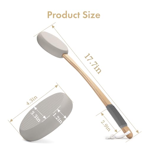 Image of AmazerBath Lotion Applicator for Back, Feet, 4 Replaceable Pads with Long Handle, Back Sunscreen Applicator for Elderly, Women, Apply Cream Medicine Skin Cream Moisturizer Sunscreen Tanner, Gray