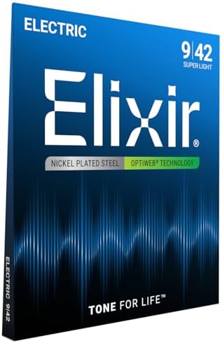 Elixir Strings 19002 Electric Guitar With Optiweb Coating, Super Light (.009-.042)