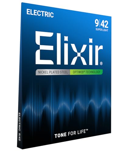 Elixir Strings 19002 Electric Guitar With Optiweb Coating, Super Light (.009-.042)