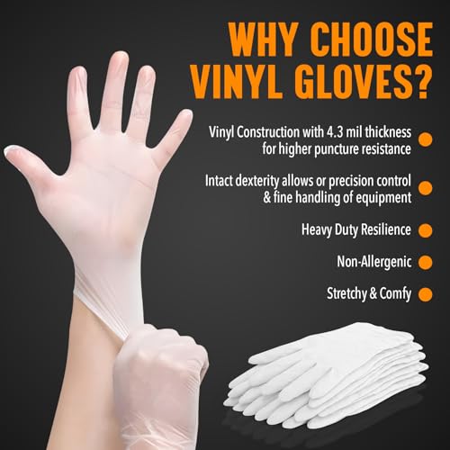 Disposable Clear Vinyl Gloves Large Size (100 pcs) – Food Safe, Latex-Free Gloves for Cooking, Exam & Household Tasks - Image 5