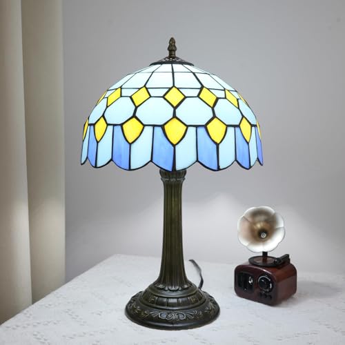 Tiffany Lamp Modern Design Blue Mediterranean Style Stained Glass Lamps Coastal Beach Theme Living Room Office Hotel Bar Kitchen Restaurant Bedroom Bedside Gift Home Decor 12X19 Inch end Table Lamp - Image 6