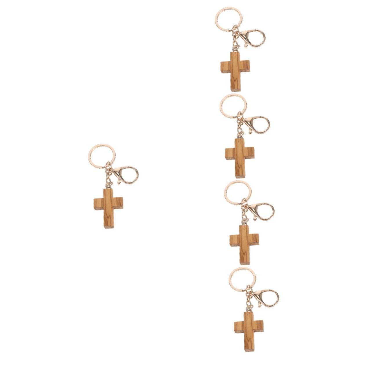 GALPADA 5piezas Llavero De Madera De Olivo Forma De Cruz Accesorio Creativo Para Claves y Decoración De Bolsos