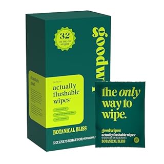 goodwipes Flushable Wipes - Individually Wrapped Butt Wipe for On-the-Go Adults - Portable Mini Wipes - Travel Essentials - Sewer & Septic Safe - Botanical Bliss, 32 Count (1 Pack)