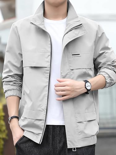 Jackets || Bomber Jacket For Men || Lightweight Outwear Sportswear Bomber Standard Length Jacket (J-11-Grey-L)