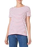 Armor Lux Damen Marinière À Manches Courtes en Coton Léger Femme T-Shirt, Weiß/Garnet Rosa, 5X-Large