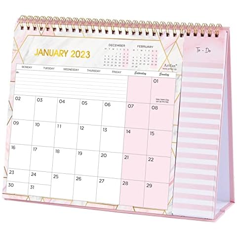 Desk Calendar 2023 - Desk Calendar Runs from January 2023 to December 2023 with To-Do Lists, 2023 Desk Calendar, Memo Pages, 26.7 x 21.8 x 7.8 cm Cover
