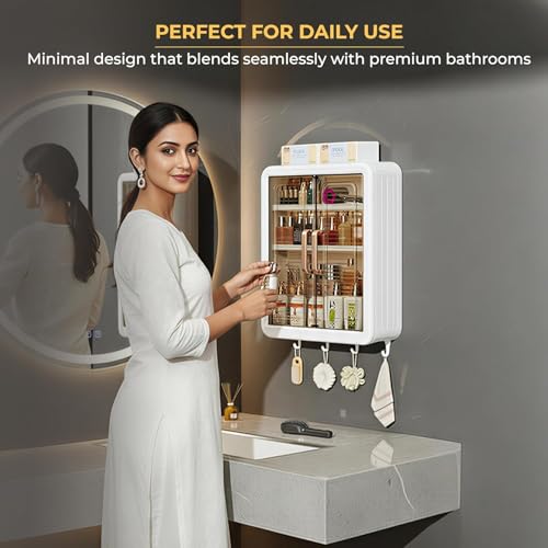 Image of Wall Mounted Storage Cabinet for Kitchen & Bathroom /Multipurpose Kitchen Cabinets Storage Racks /Space Saving Storage Cabinet /Cabinet Organizer(White, Plastic)