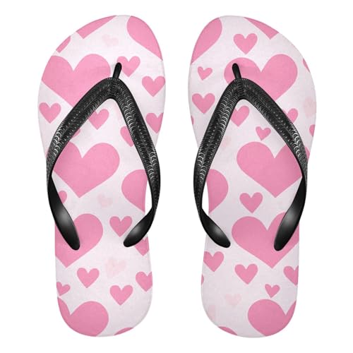 Pink Hearts Flip Flop Beach Summer Casual Sandal for Women & Men Shower Shoes 20861761