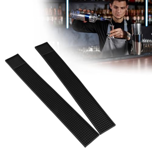 QWORK® Lot de 2 Tapis de Bar en Caoutchouc 8 x 60 cm, Tapis de trop-Plein antidérapant, résistant et Facile à Nettoyer pour café, Bar, Club, Cuisine et Restaurants.