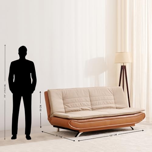 Image of Home Centre | Faith NXT Fabric 3-Seater Sofa Bed | Sofa for Living Room | Beige