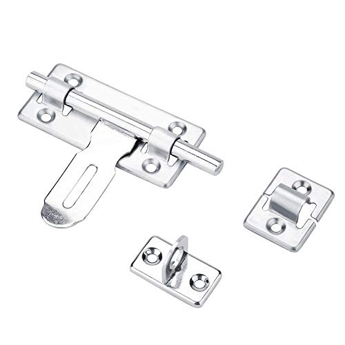 Slide Bolt Gate Latch Heavy Duty Solid Stainless Steel Chrome Finish with Padlock Hole Outdoor Garage Door Security Lock 4in Durable Gate Latch for Yard Fence Gate Security - Image 3