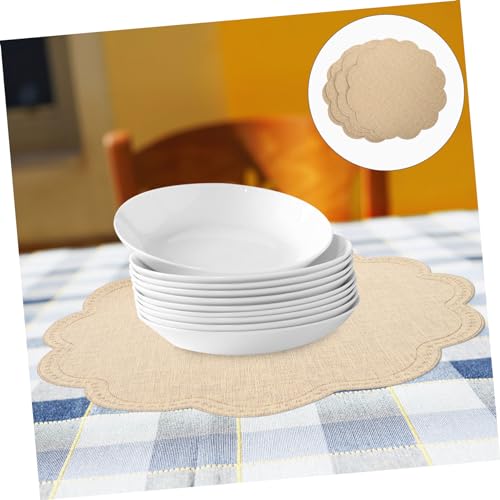 Sets de table en cuir PU antidérapants fleur beige résistants - 3