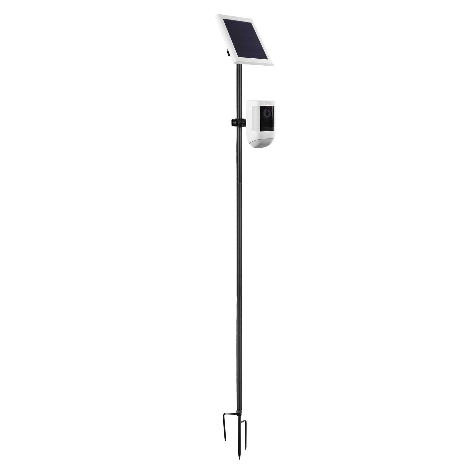 31.49 or 47.24 inch Ground Stake Mount Stand with Solar Panel Mount for Ring, Blink, Arlo, Eufy, Wyze, Google Nest, Simplisafe Cameras and Solar Panels Ground Stake Bracket（Black）