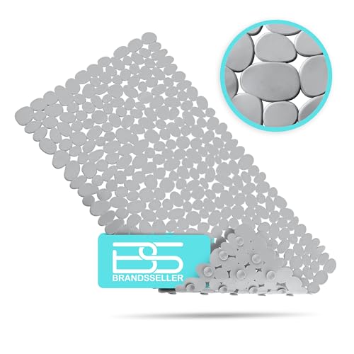 Miniatura 8 de Brandsseller-Alfombra De Baño Antideslizante En Efecto Piedra Con Ventusa Gris 70x35cm