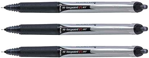 Pilot Hi-Tecpoint V5 RT Retractable Rollerball Pen 0.3 mm Line Pack of 3 Black