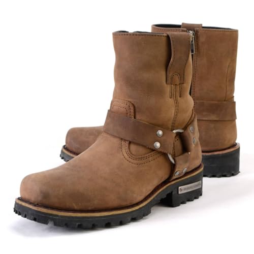 Milwaukee Leather MBL9353 Women’s Crazy Horse Brown Leather Motorcycle Rider Short Harness Boots - 8.5 by Milwaukee Leather - Image 4