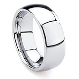 Tungsten Metal 8 mm (5/16 in) High Polished Comfort Fit Domed Wedding Band Ring Sz 11.0