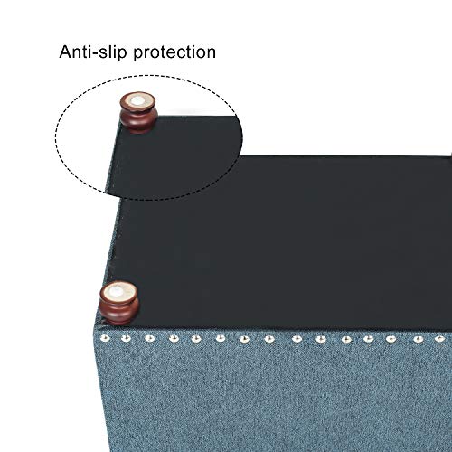Image of Joveco 24 inch Ottoman with Storage for Living Room Rectangular Fabric Tufted Bench Footrest Toy Chests for Bedroom (Cyan)