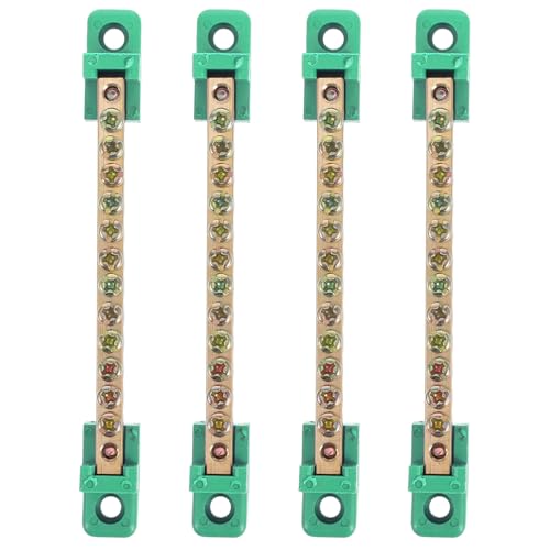 Bloque de terminales de cobre de 12 agujeros y color verde para cajas eléctricas, 4 unidades